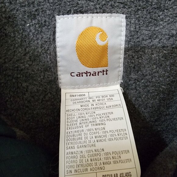 Carhartt Mens 4XL Regular Fit Green Nylon Jacket With Fleece Lining - Picture 3 of 9